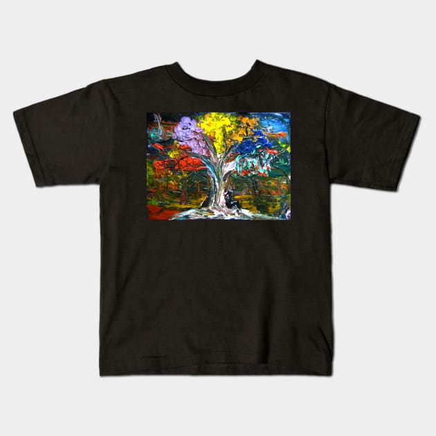 The World Moves For Love Kids T-Shirt by colleenranney